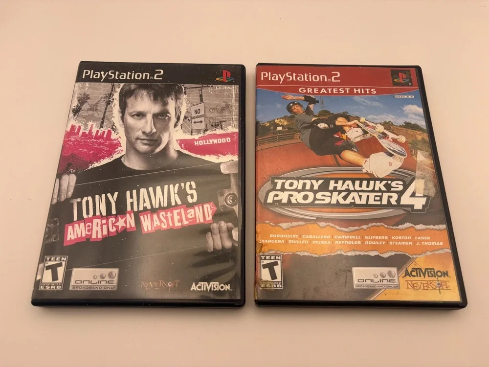 Ps2 Tony Hawks American Wasteland And Tony Hawks Proskater 4 - CIB w/Reg Card